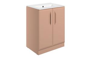 Stafford 615mm Floor Standing 2 Door Basin Unit w/0TH Basin - Matt Apricot